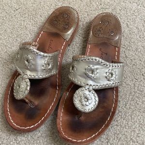 Jack Rogers Gold Metallic Leather Sandals 8 M